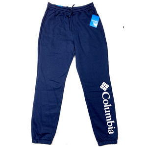 Columbia Mens Fleece Trek Jogger Pants Large Navy Jogging Vertical Logo